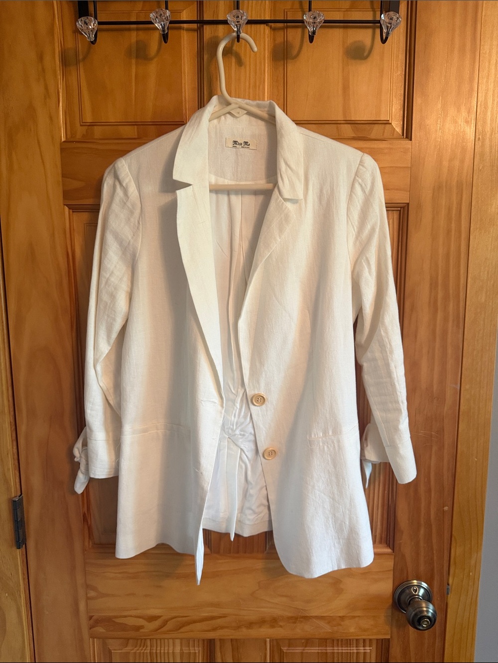 Miss Me Cream Lightweight Open-Front Blazer